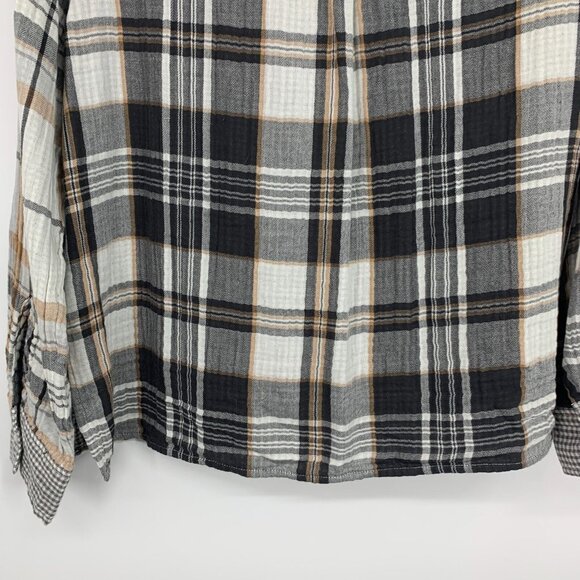 Aerie Top Plaid Button Down Flannel Pajama Shirt Long Sleeve - Picture 10 of 10